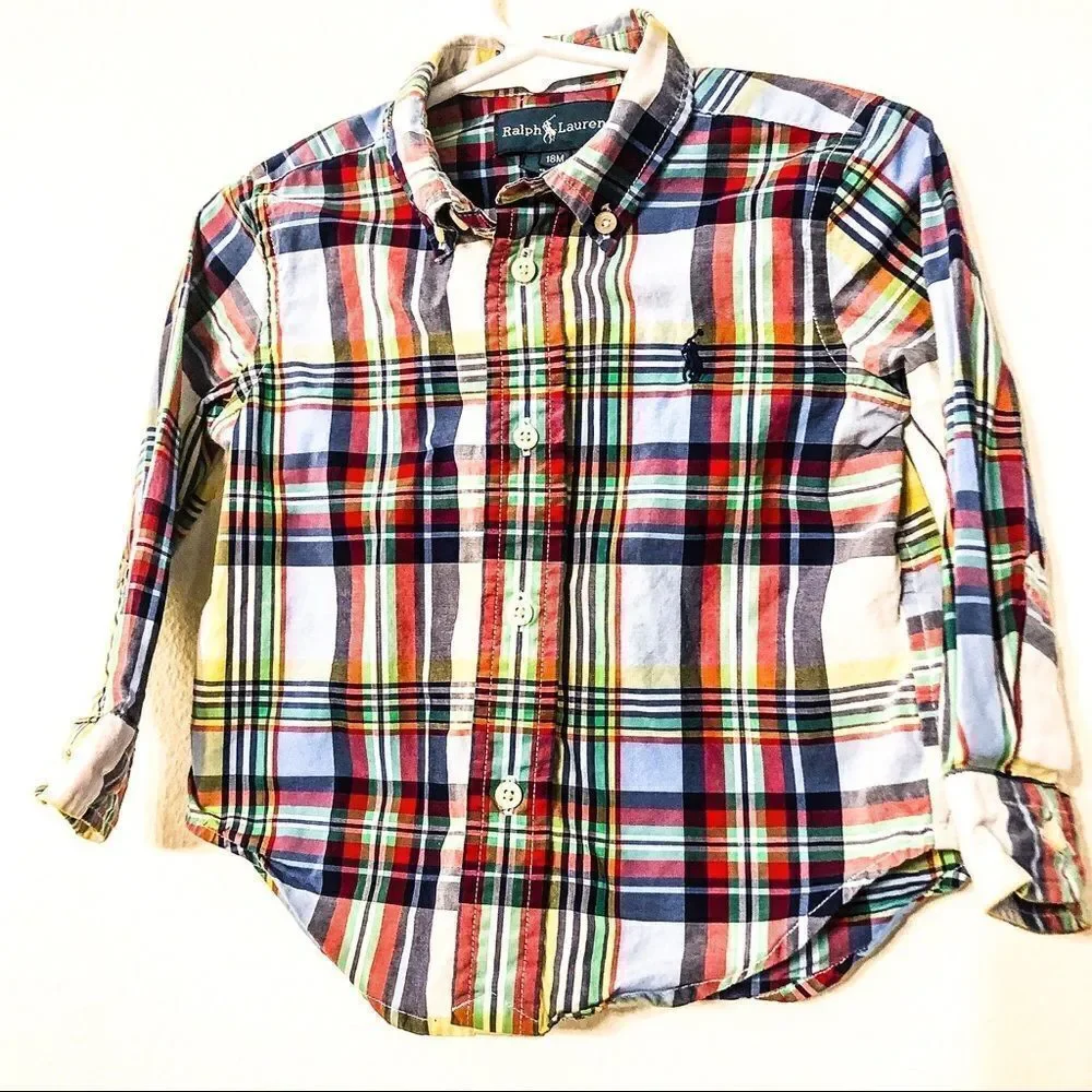 Ralph Lauren Spring Plaid Button-Down Sz 18M